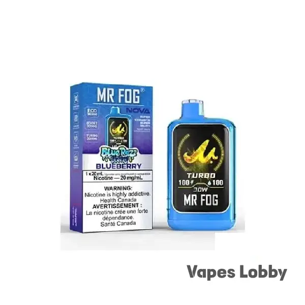 Blueberry MR FOG NOVA Steezy Edition 36K disposable vape featuring sweet wild blueberry flavor with premium rechargeable performance.