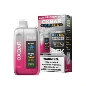 CLEAR CRIMSON – OXBAR ICE-NIC CONTROL 35K Puffs – Disposable Vape