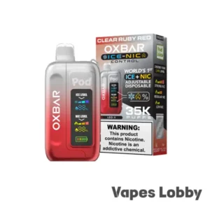 CLEAR RUBY RED – OXBAR ICE-NIC CONTROL 35K Puffs – Disposable Vape