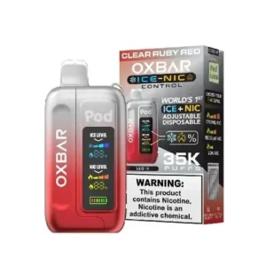 CLEAR RUBY RED – OXBAR ICE-NIC CONTROL 35K Puffs – Disposable Vape
