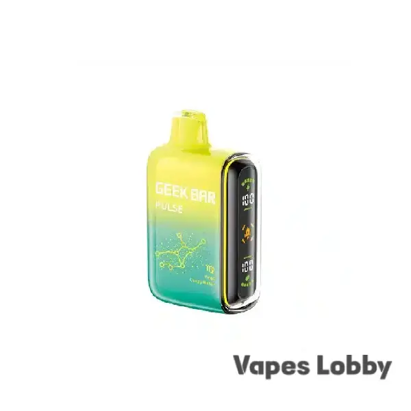Crazy Melon Geek Bar Pulse 15000 disposable vape featuring a juicy mixed melon flavor with Dual Mesh Coil, Smart Display, and rechargeable battery.