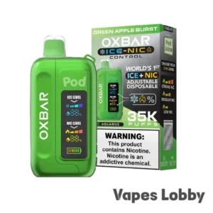 Green Apple Burst – OXBAR ICE-NIC CONTROL 35K Puffs – Disposable Vape
