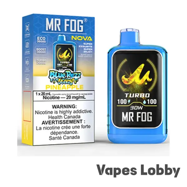Pineapple MR FOG NOVA Steezy Edition 36K disposable vape featuring sweet tropical pineapple flavor with a smooth rechargeable design.