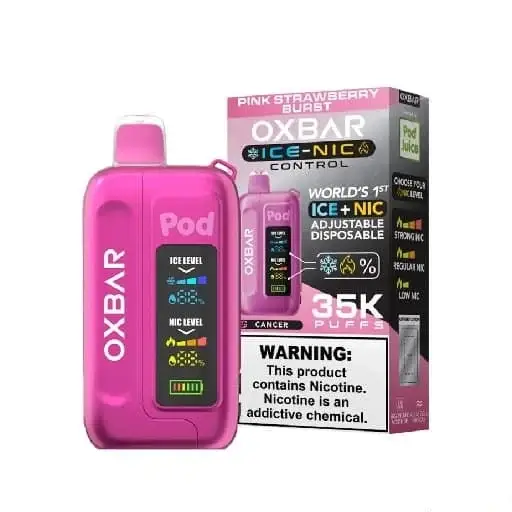 Pink Strawberry Burst – OXBAR ICE-NIC CONTROL 35K Puffs – Disposable Vape