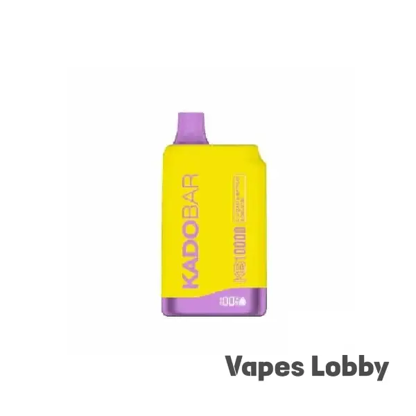 Strawberry Banana Kado Bar KB10000 0% nicotine disposable vape device with dual mesh coil and e-liquid battery display screen