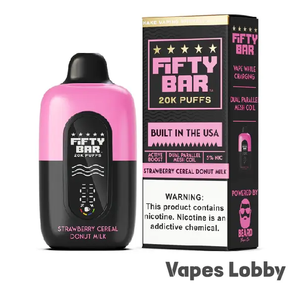 Strawberry Cereal Donut Milk - Fifty Bar V2 20K Puffs - Disposable Vape