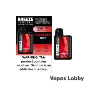 Strawberry Mint - Breeze Prime 6000 - Puffs - Disposable Vape